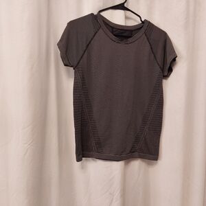 Athleta Black and White Striped Short-Sleeve Crew Tee